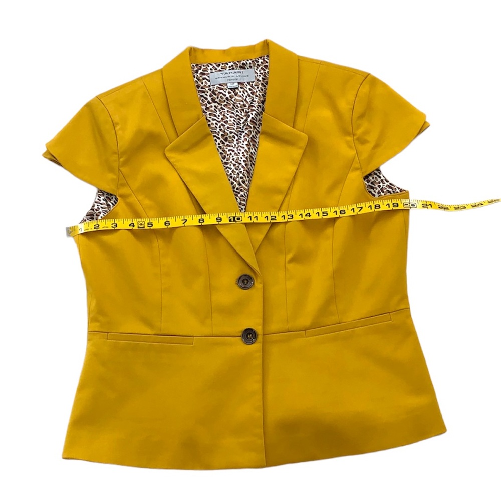 Tahari ASL Women’s Two Piece Gold and Dark Brown Cap Sleeve Skirt Suit Size 14P - Picture 7 of 16